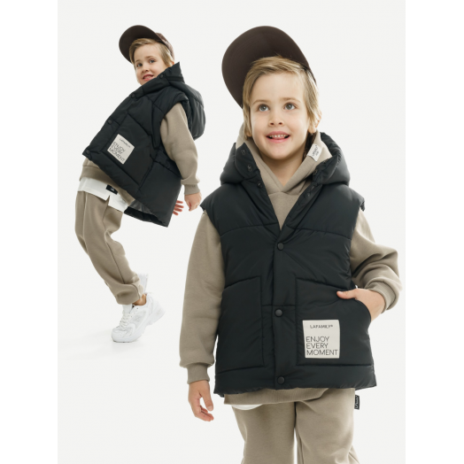 LF kids, жилет демисезонный с капюшоном, цвет черный LF kids, жилет демисезонный с капюшоном, цвет черный