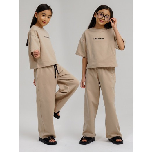 LF kids, костюм летний для девочки (штаны+футболка) Цвет бежевый LF kids, костюм летний для девочки (штаны+футболка) Цвет бежевый