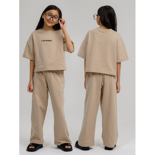 LF kids, костюм летний для девочки (штаны+футболка) Цвет бежевый LF kids, костюм летний для девочки (штаны+футболка) Цвет бежевый