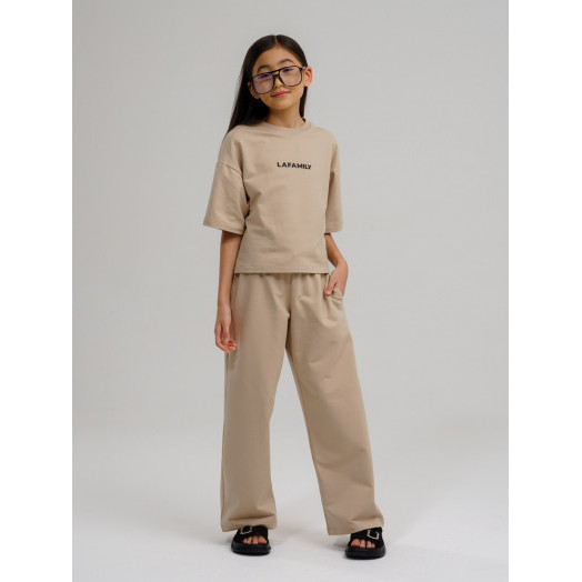 LF kids, костюм летний для девочки (штаны+футболка) Цвет бежевый LF kids, костюм летний для девочки (штаны+футболка) Цвет бежевый