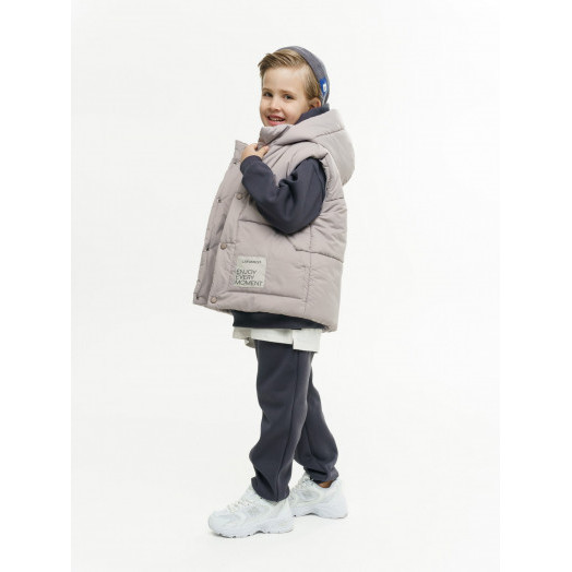 LF kids, жилет демисезонный с капюшоном, цвет серо-бежевый LF kids, жилет демисезонный с капюшоном, цвет серо-бежевый