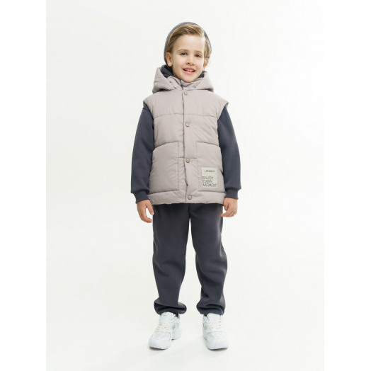 LF kids, жилет демисезонный с капюшоном, цвет серо-бежевый LF kids, жилет демисезонный с капюшоном, цвет серо-бежевый