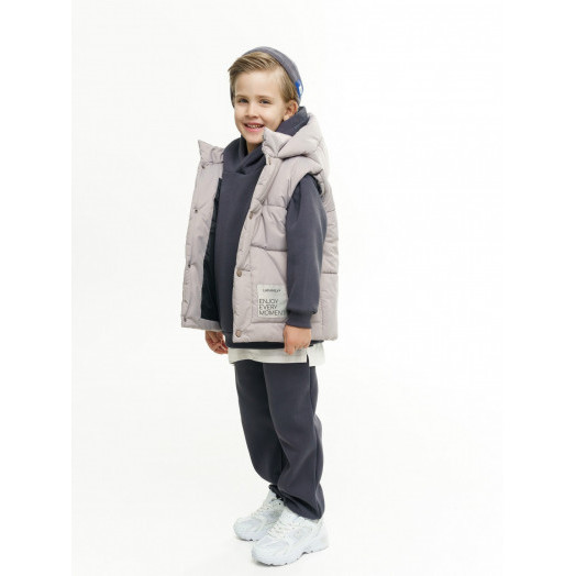 LF kids, жилет демисезонный с капюшоном, цвет серо-бежевый LF kids, жилет демисезонный с капюшоном, цвет серо-бежевый