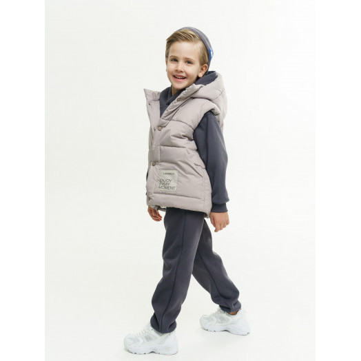 LF kids, жилет демисезонный с капюшоном, цвет серо-бежевый LF kids, жилет демисезонный с капюшоном, цвет серо-бежевый
