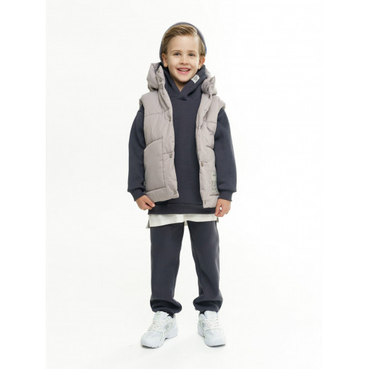 LF kids, жилет демисезонный с капюшоном, цвет серо-бежевый LF kids, жилет демисезонный с капюшоном, цвет серо-бежевый