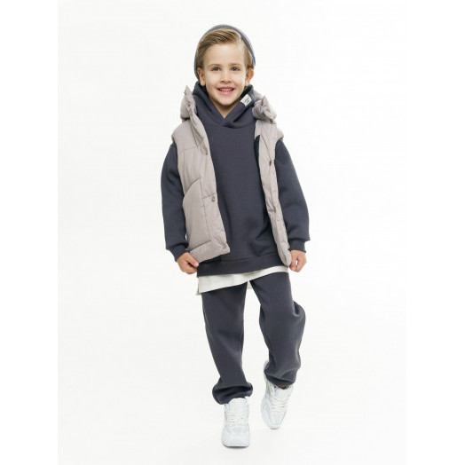 LF kids, жилет демисезонный с капюшоном, цвет серо-бежевый LF kids, жилет демисезонный с капюшоном, цвет серо-бежевый