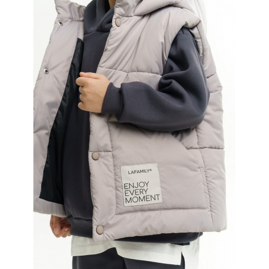 LF kids, жилет демисезонный с капюшоном, цвет серо-бежевый LF kids, жилет демисезонный с капюшоном, цвет серо-бежевый