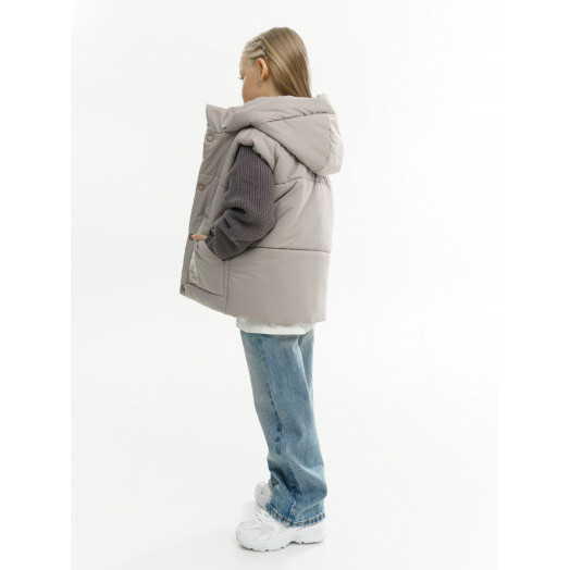 LF kids, жилет демисезонный с капюшоном, цвет серо-бежевый LF kids, жилет демисезонный с капюшоном, цвет серо-бежевый