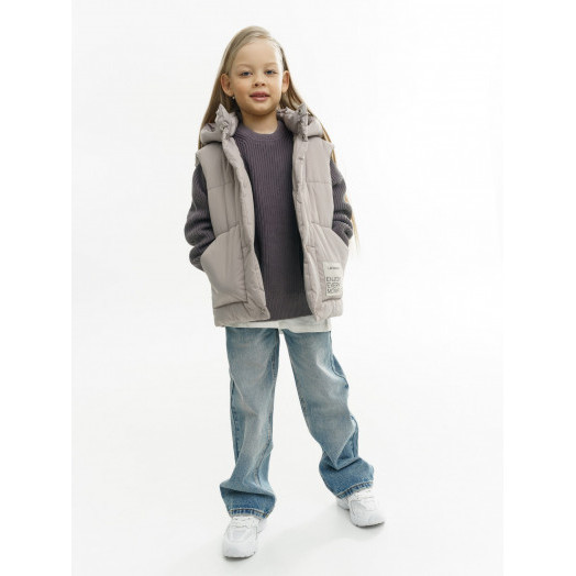 LF kids, жилет демисезонный с капюшоном, цвет серо-бежевый LF kids, жилет демисезонный с капюшоном, цвет серо-бежевый