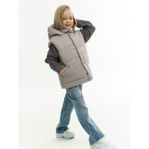 LF kids, жилет демисезонный с капюшоном, цвет серо-бежевый LF kids, жилет демисезонный с капюшоном, цвет серо-бежевый