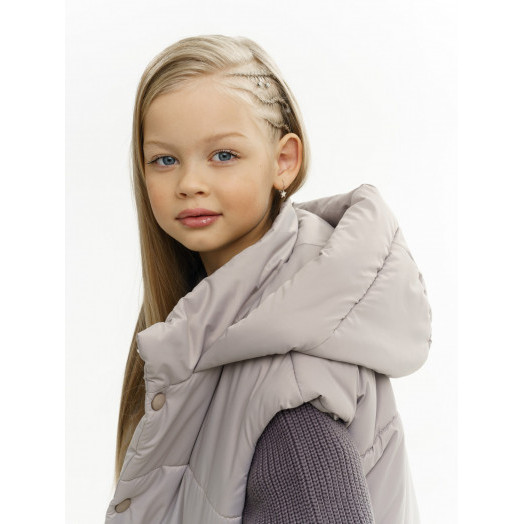 LF kids, жилет демисезонный с капюшоном, цвет серо-бежевый LF kids, жилет демисезонный с капюшоном, цвет серо-бежевый