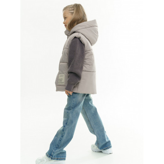 LF kids, жилет демисезонный с капюшоном, цвет серо-бежевый LF kids, жилет демисезонный с капюшоном, цвет серо-бежевый