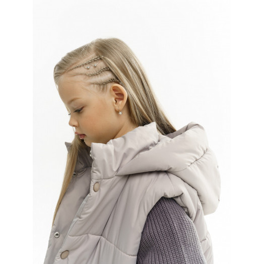 LF kids, жилет демисезонный с капюшоном, цвет серо-бежевый LF kids, жилет демисезонный с капюшоном, цвет серо-бежевый
