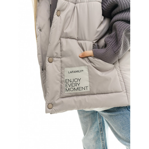LF kids, жилет демисезонный с капюшоном, цвет серо-бежевый LF kids, жилет демисезонный с капюшоном, цвет серо-бежевый