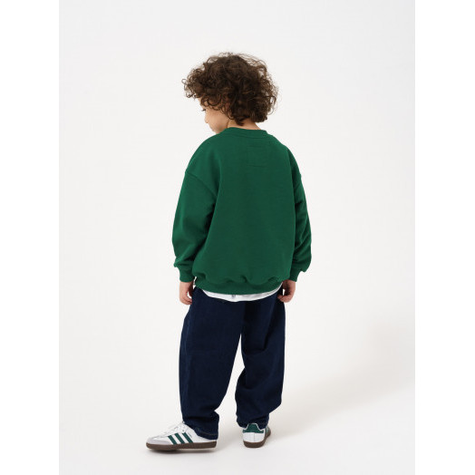 Свитшот оверсайз без начеса с принтом, цвет лиственно-зеленый Свитшот оверсайз без начеса с принтом, цвет лиственно-зеленый