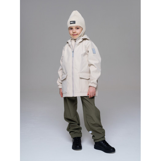LFkids,  костюм софтшелл непромокаемый цвет молочный + оливковый