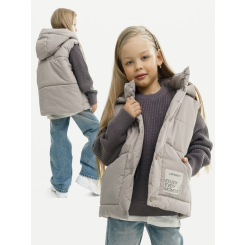 LF kids, жилет демисезонный с капюшоном, цвет серо-бежевый LF kids, жилет демисезонный с капюшоном, цвет серо-бежевый